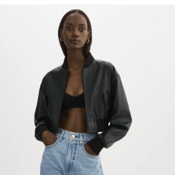 Lamarque $275 Evelin Faux Leather Cropped Bomber Jacket Sz XXS - Picture 1 of 13